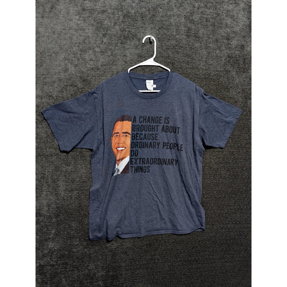 Port & Company Barack Obama Quote Graphic T-Shirt Mens XL Blue Heather Tee